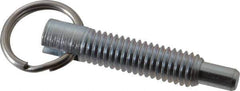 Gibraltar - 3/8-16, 1.2" Thread Length, 0.233" Plunger Diam, 3/8" Plunger Projection, 2 Lb Init to 4 Lb Final End Force, Steel Locking Pull Ring Plunger - 1.2" Len Under Head, 1.68" Body Len, 0.98" Ring Diam, 1.68" Plunger Len, 0.48" Head Height - Apex Tool & Supply