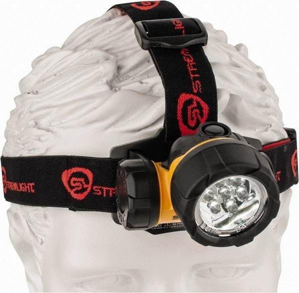 Streamlight - White LED Bulb, 120 Lumens, Hands-free Flashlight - Black, Yellow Plastic Body, 3 AAA Alkaline Batteries Included - Apex Tool & Supply