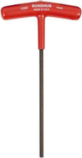 Bondhus - 4mm Hex, T-Handle Cushion Grip, Hex Key - 152mm OAL, Metric System of Measurement - Apex Tool & Supply