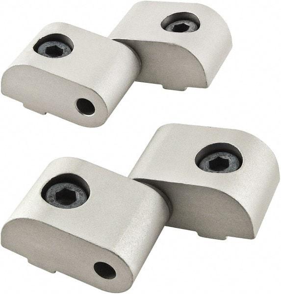 80/20 Inc. - 1-1/2" Long x 1-9/64" Wide x 26mm Thick, Left Lift Off Hinge Long Pin Top Short Pin Bottom - Aluminum, Clear Anodized Finish - Apex Tool & Supply
