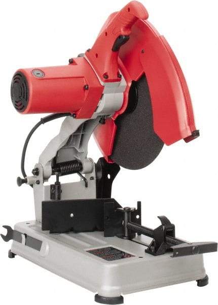 Milwaukee Tool - 14" Blade Diam, 1" Arbor Hole, Miter Chop & Cutoff Saw - 1 Phase, 3,900 RPM, 4 hp, 120 Volts, 4-5/8" in Solids at 45°, 5" in Pipe at 45° - Apex Tool & Supply