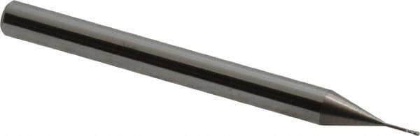 Accupro - 0.015", 0.045" LOC, 1/8" Shank Diam, 1-1/2" OAL, 4 Flute, Solid Carbide Square End Mill - Single End, Uncoated, Spiral Flute, 30° Helix, Centercutting - Apex Tool & Supply