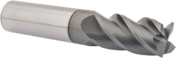 Accupro - 5/8", 1-1/4" LOC, 5/8" Shank Diam, 3-1/2" OAL, 4 Flute, Solid Carbide Square End Mill - Single End, nACRo Finish, Spiral Flute, 40° Helix, Centercutting, Right Hand Cut, Right Hand Flute - Apex Tool & Supply