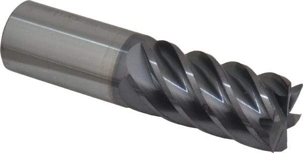 Accupro - 1", 2" LOC, 1" Shank Diam, 4" OAL, 6 Flute, Solid Carbide Square End Mill - Single End, AlTiN Finish, Spiral Flute, 45° Helix, Centercutting, Right Hand Cut, Right Hand Flute - Apex Tool & Supply