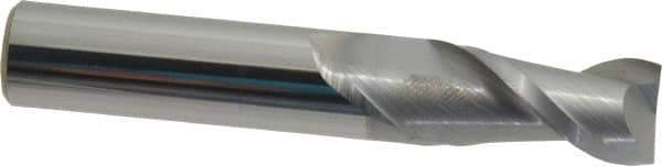 Accupro - 1/2", 1" LOC, 1/2" Shank Diam, 3" OAL, 2 Flute, Solid Carbide Square End Mill - Single End, nACRo Finish, Spiral Flute, 40° Helix, Centercutting, Right Hand Cut, Right Hand Flute - Apex Tool & Supply