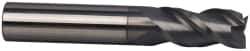 Accupro - 3/8", 1-3/4" LOC, 3/8" Shank Diam, 4" OAL, 3 Flute, Solid Carbide Square End Mill - Single End, nACRo Finish, Spiral Flute, 40° Helix, Centercutting, Right Hand Cut, Right Hand Flute - Apex Tool & Supply