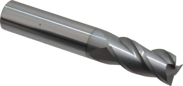 Accupro - 1/2", 1" LOC, 1/2" Shank Diam, 3" OAL, 3 Flute, Solid Carbide Square End Mill - Single End, nACRo Finish, Spiral Flute, 40° Helix, Centercutting, Right Hand Cut, Right Hand Flute - Apex Tool & Supply