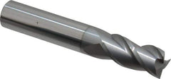Accupro - 1/2", 1" LOC, 1/2" Shank Diam, 3" OAL, 3 Flute, Solid Carbide Square End Mill - Single End, nACRo Finish, Spiral Flute, 40° Helix, Centercutting, Right Hand Cut, Right Hand Flute - Apex Tool & Supply