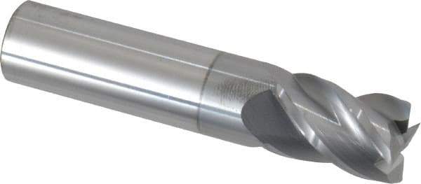Accupro - 5/8", 7/8" LOC, 5/8" Shank Diam, 3" OAL, 4 Flute, Solid Carbide Square End Mill - Single End, nACRo Finish, Spiral Flute, 40° Helix, Centercutting, Right Hand Cut, Right Hand Flute - Apex Tool & Supply