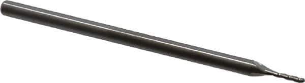 Accupro - 3/64" Diam, 0.57" LOC, 3 Flute Solid Carbide Ball End Mill - Uncoated, Single End, 2-1/2" OAL, 1/8" Shank Diam, Spiral Flute - Apex Tool & Supply