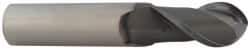 Accupro - 9/16" Diam, 1-1/4" LOC, 2 Flute Solid Carbide Ball End Mill - nACRo Finish, Single End, 3-1/2" OAL, 9/16" Shank Diam, Spiral Flute - Apex Tool & Supply