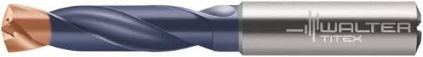 Walter-Titex - 11.7mm 140° Spiral Flute Solid Carbide Screw Machine Drill Bit - Double Coating Finish, Right Hand Cut, 55mm Flute Length, 102mm OAL, X-treme Plus Point, Straight Shank, Through Coolant - Apex Tool & Supply