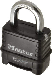 Master Lock - 2-1/4" Body Width x 2" Body Height, 1.063" Shackle Clearance, Die Cast Body & Boron Carbide Combination Lock - 3/8" Shackle Diam - Apex Tool & Supply