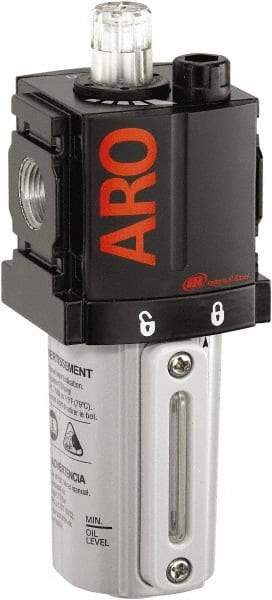 ARO/Ingersoll-Rand - 1/4" NPT, 250 Max psi Compact Modular Lubricator - Metal Bowl with Sight Glass, Aluminum Body, 51 CFM, 175°F Max Temp, 2.2" Long x 2.24" Wide x 5.99" High - Apex Tool & Supply