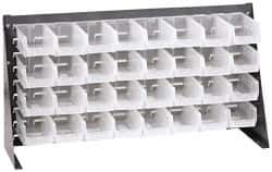 Quantum Storage - 32 Bin Louvered Panel with Ultra Bins - 36 Inch Overall Width x 8 Inch Overall Depth x 19 Inch Overall Height, Clear Tri-Clear Polypropylene Bins - Apex Tool & Supply