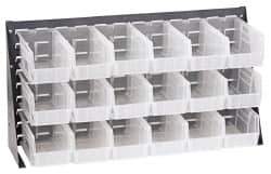 Quantum Storage - 18 Bin Louvered Panel with Ultra Bins - 36 Inch Overall Width x 11 Inch Overall Depth x 19 Inch Overall Height, Clear Tri-Clear Polypropylene Bins - Apex Tool & Supply