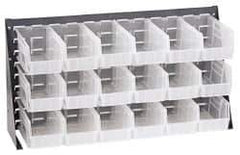 Quantum Storage - 18 Bin Louvered Panel with Ultra Bins - 36 Inch Overall Width x 11 Inch Overall Depth x 19 Inch Overall Height, Clear Tri-Clear Polypropylene Bins - Apex Tool & Supply