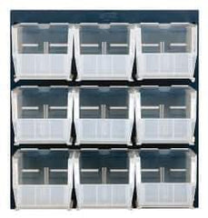 Quantum Storage - 9 Bin Louvered Panel with Ultra Bins - 18 Inch Overall Width x 11 Inch Overall Depth x 19 Inch Overall Height, Clear Tri-Clear Polypropylene Bins - Apex Tool & Supply