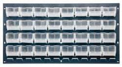 Quantum Storage - 32 Bin Bench Rack with Ultra Bins - 36 Inch Overall Width x 8 Inch Overall Depth x 19 Inch Overall Height, Clear Tri-Clear Polypropylene Bins - Apex Tool & Supply