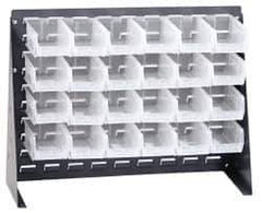 Quantum Storage - 24 Bin Bench Rack with Ultra Bins - 27 Inch Overall Width x 8 Inch Overall Depth x 21 Inch Overall Height, Clear Tri-Clear Polypropylene Bins - Apex Tool & Supply