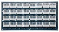 Quantum Storage - 32 Bin Bench Rack with Ultra Bins - 36 Inch Overall Width x 8 Inch Overall Depth x 19 Inch Overall Height, Clear Tri-Clear Polypropylene Bins - Apex Tool & Supply
