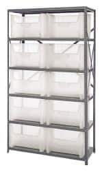 Quantum Storage - 10 Bin Giant Stack Container Storage Shelving - 42 Inch Overall Width x 18 Inch Overall Depth x 75 Inch Overall Height, Clear Tri-Clear Polypropylene Bins - Apex Tool & Supply