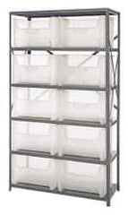 Quantum Storage - 10 Bin Giant Stack Container Storage Shelving - 42 Inch Overall Width x 18 Inch Overall Depth x 75 Inch Overall Height, Clear Tri-Clear Polypropylene Bins - Apex Tool & Supply