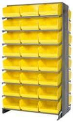 Quantum Storage - 48 Bin Store-More Sloped Shelving System - 36 Inch Overall Width x 24 Inch Overall Depth x 63-1/2 Inch Overall Height, Yellow Polypropylene Bins - Apex Tool & Supply