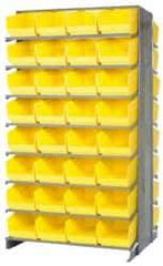 Quantum Storage - 64 Bin Store-More Sloped Shelving System - 36 Inch Overall Width x 24 Inch Overall Depth x 63-1/2 Inch Overall Height, Yellow Polypropylene Bins - Apex Tool & Supply