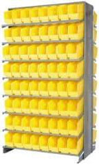 Quantum Storage - 128 Bin Store-More Sloped Shelving System - 36 Inch Overall Width x 24 Inch Overall Depth x 63-1/2 Inch Overall Height, Yellow Polypropylene Bins - Apex Tool & Supply