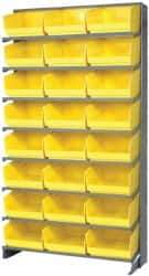 Quantum Storage - 24 Bin Store-More Sloped Shelving System - 36 Inch Overall Width x 12 Inch Overall Depth x 63-1/2 Inch Overall Height, Yellow Polypropylene Bins - Apex Tool & Supply