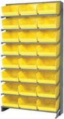 Quantum Storage - 24 Bin Store-More Sloped Shelving System - 36 Inch Overall Width x 12 Inch Overall Depth x 63-1/2 Inch Overall Height, Yellow Polypropylene Bins - Apex Tool & Supply