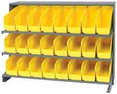 Quantum Storage - 24 Bin Store-More Sloped Shelving System - 36 Inch Overall Width x 12 Inch Overall Depth x 26-1/2 Inch Overall Height, Yellow Polypropylene Bins - Apex Tool & Supply