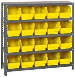 Quantum Storage - 20 Bin Store-More Shelf Bin System - 36 Inch Overall Width x 18 Inch Overall Depth x 39 Inch Overall Height, Yellow Polypropylene Bins - Apex Tool & Supply