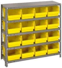 Quantum Storage - 16 Bin Store-More Shelf Bin System - 36 Inch Overall Width x 18 Inch Overall Depth x 39 Inch Overall Height, Yellow Polypropylene Bins - Apex Tool & Supply