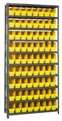 Quantum Storage - 72 Bin Store-More Shelf Bin System - 36 Inch Overall Width x 18 Inch Overall Depth x 75 Inch Overall Height, Yellow Polypropylene Bins - Apex Tool & Supply