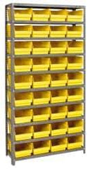 Quantum Storage - 36 Bin Store-More Shelf Bin System - 36 Inch Overall Width x 12 Inch Overall Depth x 75 Inch Overall Height, Yellow Polypropylene Bins - Apex Tool & Supply