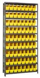 Quantum Storage - 72 Bin Store-More Shelf Bin System - 36 Inch Overall Width x 12 Inch Overall Depth x 75 Inch Overall Height, Yellow Polypropylene Bins - Apex Tool & Supply