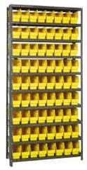 Quantum Storage - 72 Bin Store-More Shelf Bin System - 36 Inch Overall Width x 12 Inch Overall Depth x 75 Inch Overall Height, Yellow Polypropylene Bins - Apex Tool & Supply