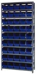 Quantum Storage - 45 Bin Store-More Shelf Bin System - 36 Inch Overall Width x 18 Inch Overall Depth x 75 Inch Overall Height, Blue Polypropylene Bins - Apex Tool & Supply