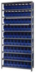 Quantum Storage - 72 Bin Store-More Shelf Bin System - 36 Inch Overall Width x 18 Inch Overall Depth x 75 Inch Overall Height, Blue Polypropylene Bins - Apex Tool & Supply