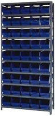 Quantum Storage - 45 Bin Store-More Shelf Bin System - 36 Inch Overall Width x 12 Inch Overall Depth x 75 Inch Overall Height, Blue Polypropylene Bins - Apex Tool & Supply
