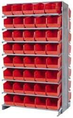 Quantum Storage - 80 Bin Store-More Sloped Shelving System - 36 Inch Overall Width x 24 Inch Overall Depth x 63-1/2 Inch Overall Height, Red Polypropylene Bins - Apex Tool & Supply