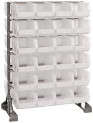 Quantum Storage - 48 Bin Rail System with Ultra Bins - 36 Inch Overall Width x 20 Inch Overall Depth x 53 Inch Overall Height, Clear Tri-Clear Polypropylene Bins - Apex Tool & Supply