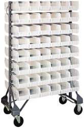 Quantum Storage - 96 Bin Rail System with Ultra Bins - 36 Inch Overall Width x 20 Inch Overall Depth x 53 Inch Overall Height, Clear Tri-Clear Polypropylene Bins - Apex Tool & Supply