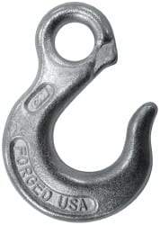 CM - 2,650 Lb Capacity, Chain Grade 30, Steel Eye Hook - 0.92" Hook Throat, 3.17" Reach, 3/4" Eye ID, 3/8" Chain Diam, 4.56" OAL, Heat Treated - Apex Tool & Supply