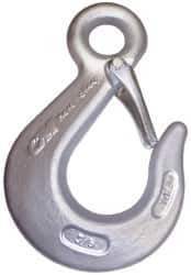 CM - Chain Grade 100, 8,800 Lbs. Load Limit Eye Sling Hook with Latch - 3 Inch Hook Throat, 5-3/4 Inch Reach, 3/4 Inch Eye Inside Diameter, 3/8 Inch Chain Diameter, 7.88 Inch Overall Length - Apex Tool & Supply