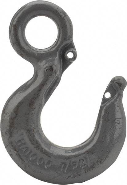 CM - Chain Grade 100, 4,300 Lbs. Load Limit Eye Rigging Hook - 0.97 Inch Hook Throat, 3.66 Inch Reach, 0.88 Inch Eye Inside Diameter, 9/32 Inch Chain Diameter, 5.04 Inch Overall Length, 0.44 Inch Eye Thickness - Apex Tool & Supply