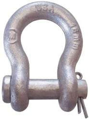 CM - 1/2" Nominal Chain Size, 3.3 Ton Alloy Steel Round Anchor Shackle - 23/32" Diam, 5/8" Pin Diam, 13/16" Wide Inside Jaw, 1-5/32" Inside Width - Apex Tool & Supply