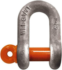 CM - 1/2" Nominal Chain Size, 2 Ton Carbon Steel Screw Chain Shackle - 23/32" Diam, 5/8" Pin Diam, 13/16" Wide Inside Jaw, 13/16" Inside Width - Apex Tool & Supply